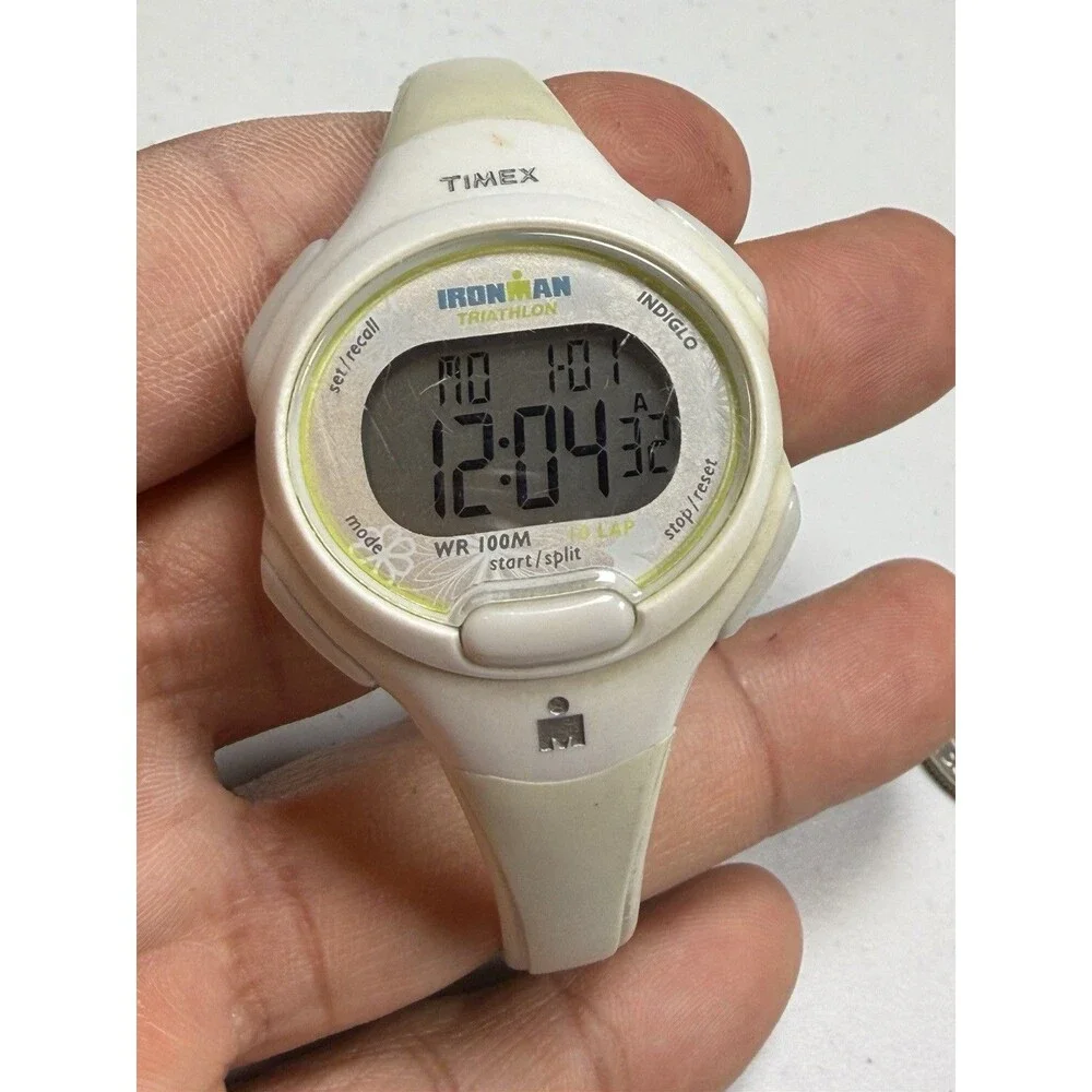 Timex Ironman Triathlon Women’s Digital Watch 10 Lap Indiglo WR100M White Works